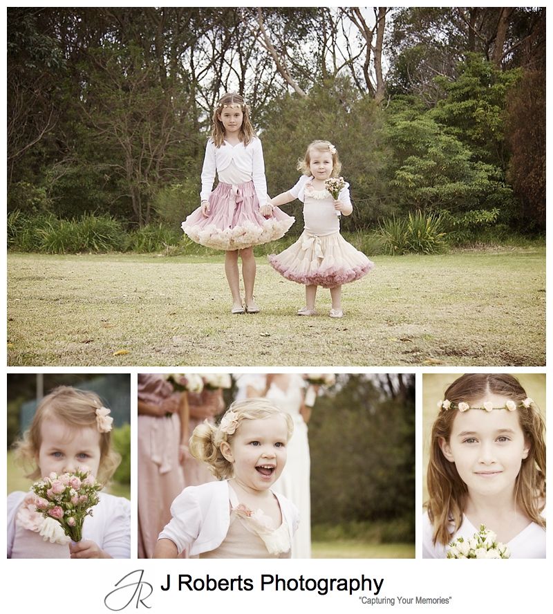 Flower girls in pink and cream tutus - sydney wedding photography